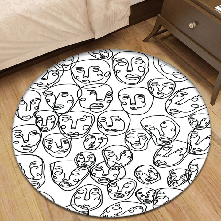 Lisslune | Modernism Face Pattern Carpet White Polypropylene Carpet Anti-Slip Underlay Pet Friendly Washable Carpet for Decoration