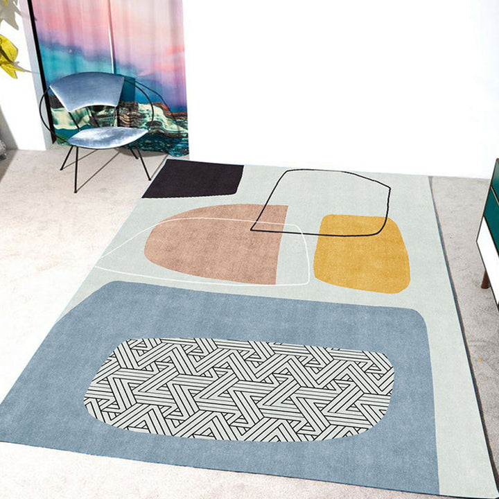 Lisslune | Novelty Home Rug Multi Colors Abstract Carpet Polyester Washable Anti-slip Pet Friendly Rug