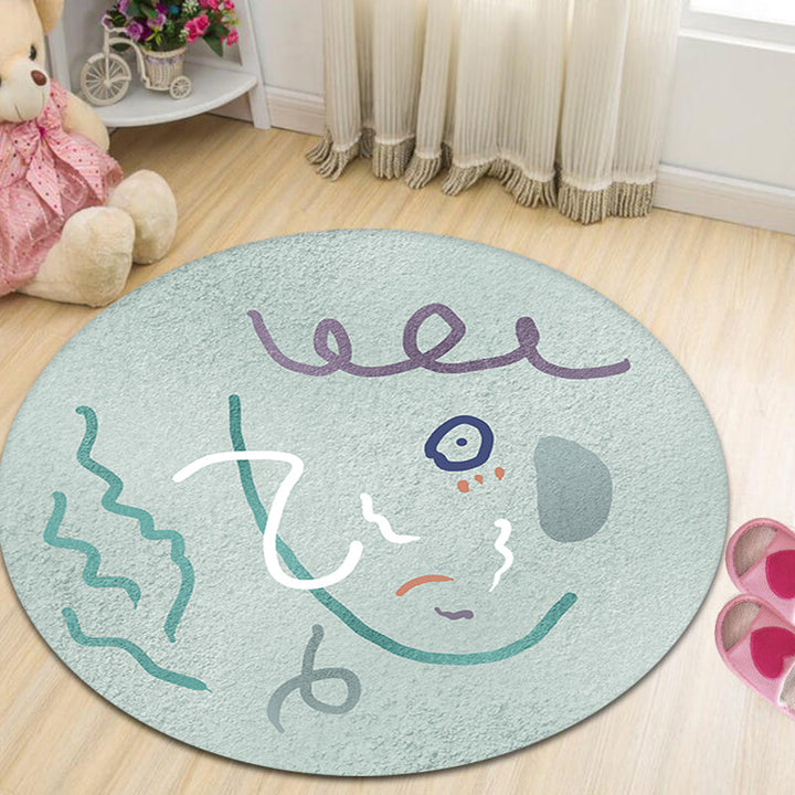 Lisslune | Light Green Study Area Rug New Abstract Pattern Rug Polyester Machine Washable Non-Slip Backing Rug