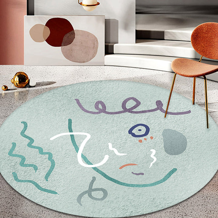 Lisslune | Light Green Study Area Rug New Abstract Pattern Rug Polyester Machine Washable Non-Slip Backing Rug
