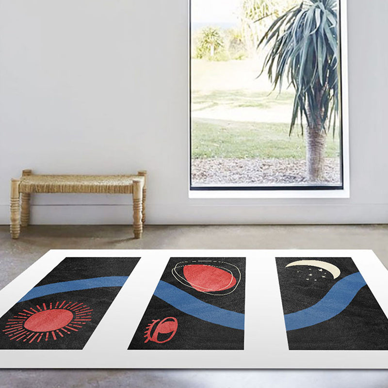 Lisslune | Modernist Abstract Area Rug Multicolor Polyester Rug Non-slip Pet-friendly Washable Area Rug for Living Room