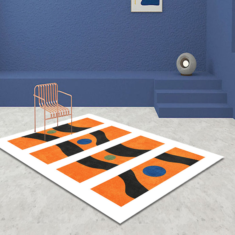 Lisslune | Modernist Abstract Area Rug Multicolor Polyester Rug Non-slip Pet-friendly Washable Area Rug for Living Room