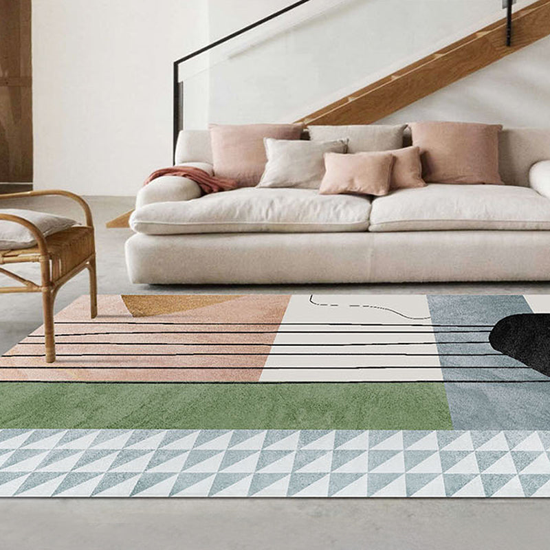 Lisslune | Modernist Abstract Area Rug Multicolor Polyester Rug Non-slip Pet-friendly Washable Area Rug for Living Room
