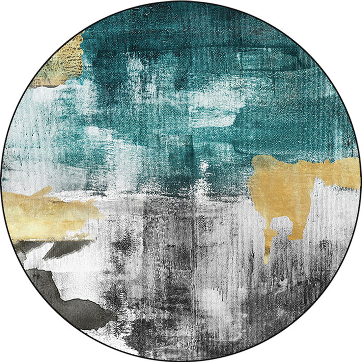 Lisslune | Industrial Abstract Carpet Blue Polyester Rug Non-Slip Pet-Friendly Washable Rug for Home