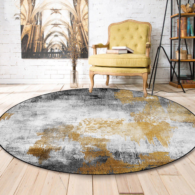 Lisslune | Industrial Living Carpet Gray Abstract Carpet Synthetic Washable Non-Slip Pet-Friendly Carpet