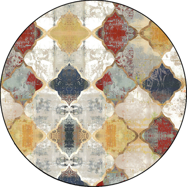 Lisslune | Tribal Geometry Ogee Pattern Carpet Red Moroccan Carpet Polyester pet-friendly washable non-slip area rug for decoration