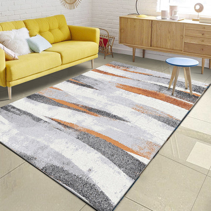 Lisslune | Gray living room carpet industrial brush stroke pattern carpet polyester machine washable pet-friendly carpet