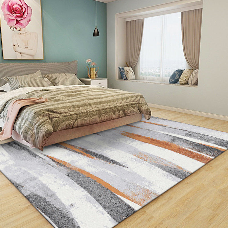Lisslune | Gray living room carpet industrial brush stroke pattern carpet polyester machine washable pet-friendly carpet