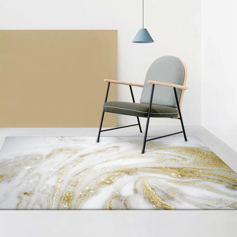 Lisslune | Unique Abstract Area Rug Gold New Rug Polypropylene Pet Friendly Washable Non-Slip Area Rug for Home