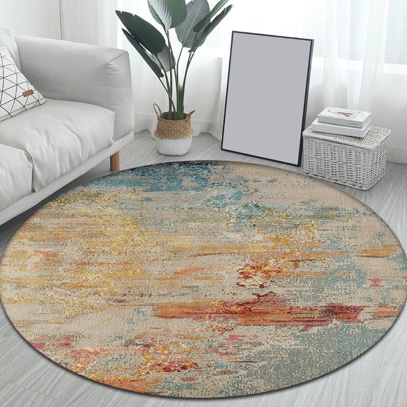 Lisslune | Multicolor Industrial Indoor Rug Polyester Abstract Rug Pet Friendly Washable Non-Slip Carpet for Living Room