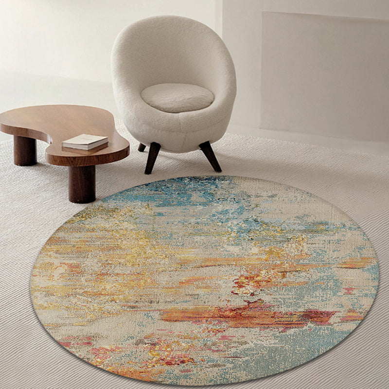 Lisslune | Multicolor Industrial Indoor Rug Polyester Abstract Rug Pet Friendly Washable Non-Slip Carpet for Living Room