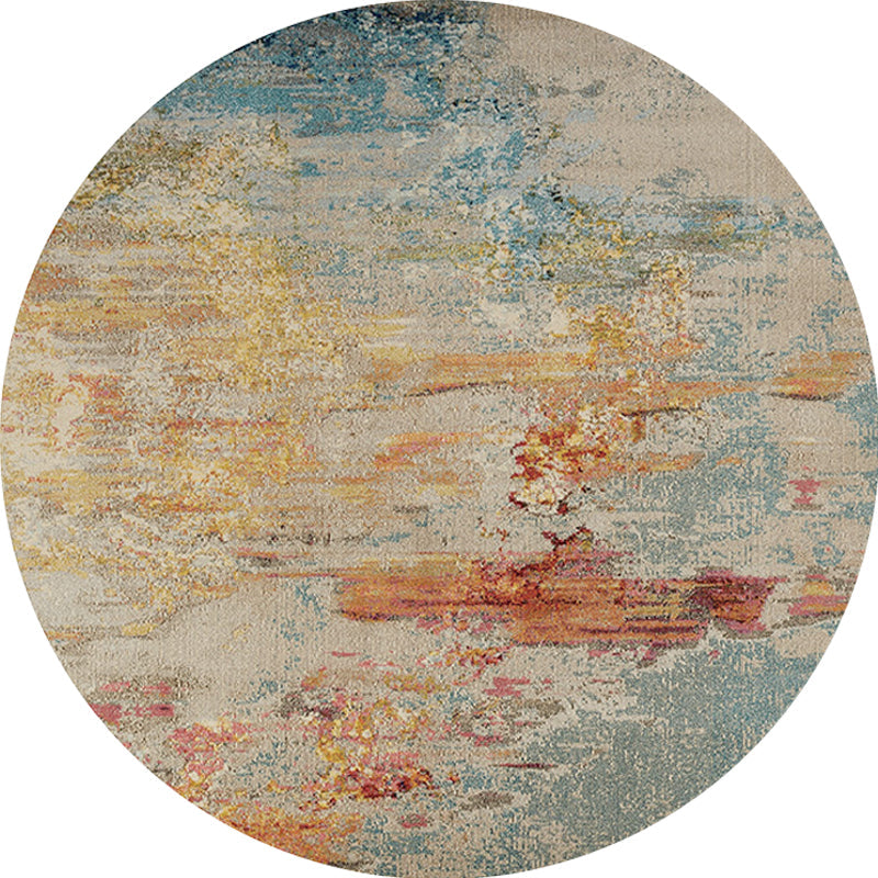 Lisslune | Multicolor Industrial Indoor Rug Polyester Abstract Rug Pet Friendly Washable Non-Slip Carpet for Living Room