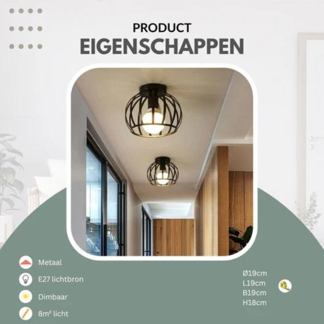 Lisslune | Modern Loft-style Ceiling Lamp with Open Cage Design
