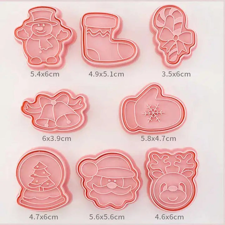 Lisslune | 8 Pieces/Set DIY Cake Decoration Tools Christmas Cartoon Cookie Cutter Set Plastic Baking Molds Cookie Tools