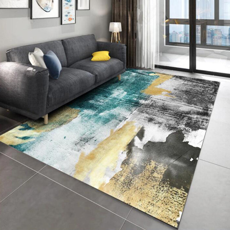 Lisslune | Multi Color Industrial Carpet Polyester Abstract Pattern Carpet Pet Friendly Non-Slip Area Rug for Living Room