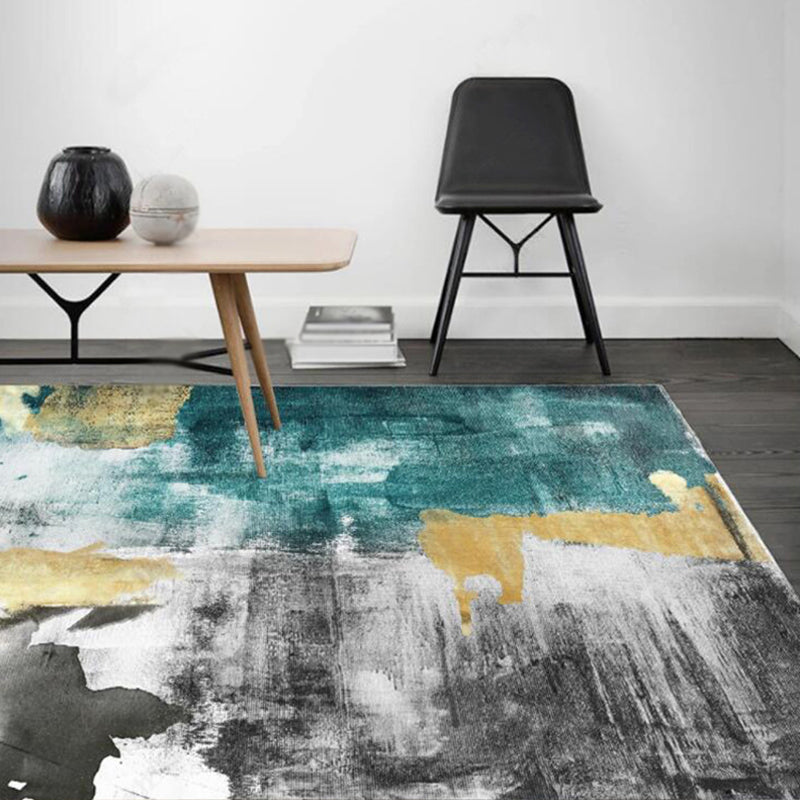 Lisslune | Multi Color Industrial Carpet Polyester Abstract Pattern Carpet Pet Friendly Non-Slip Area Rug for Living Room