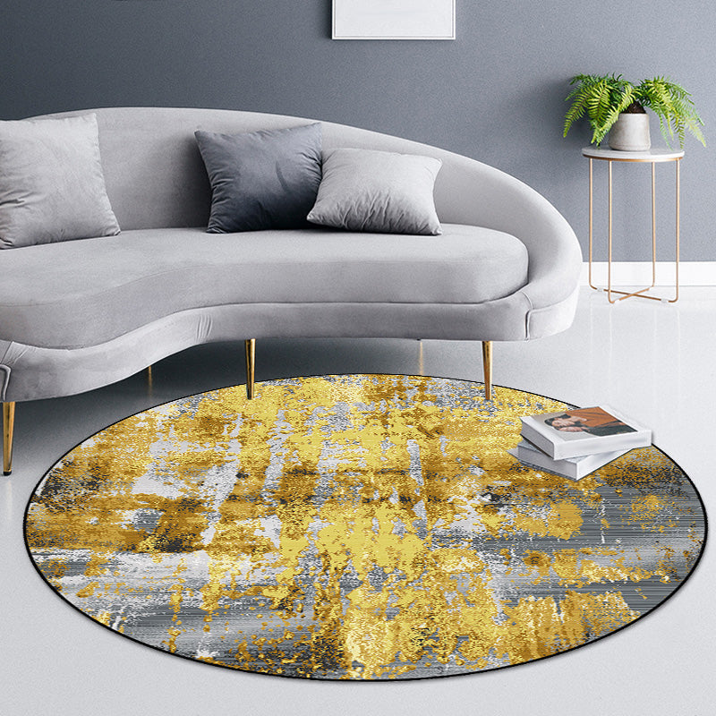 Lisslune | Industrial abstract carpet Gold Polyester rug non-slip pet-friendly washable rug for home