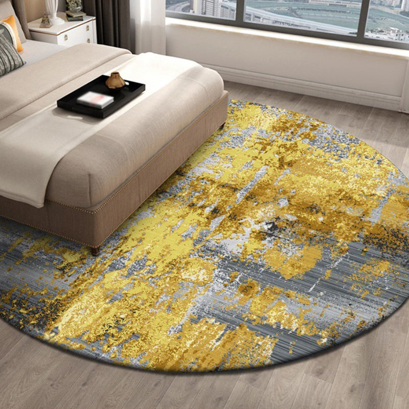 Lisslune | Industrial abstract carpet Gold Polyester rug non-slip pet-friendly washable rug for home