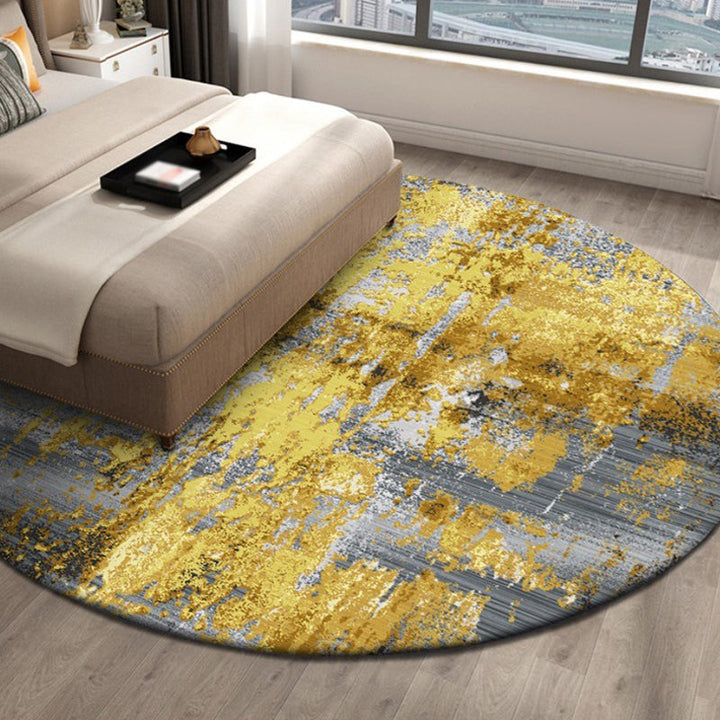Lisslune | Industrial abstract carpet Gold Polyester rug non-slip pet-friendly washable rug for home