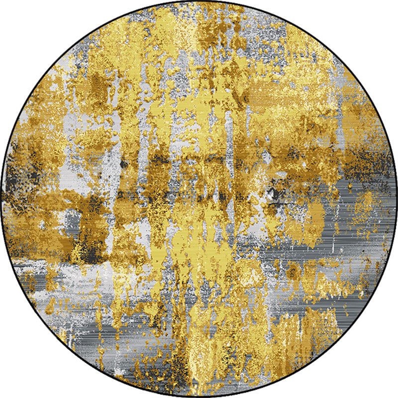 Lisslune | Industrial abstract carpet Gold Polyester rug non-slip pet-friendly washable rug for home