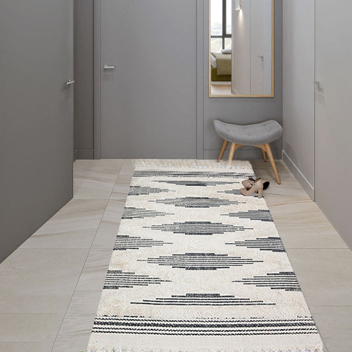 Lisslune | Yellow and gray bedroom carpet southwestern striped pattern carpet cotton non-slip backing washable area rug