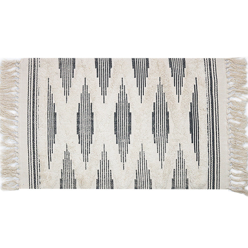 Lisslune | Yellow and gray bedroom carpet southwestern striped pattern carpet cotton non-slip backing washable area rug