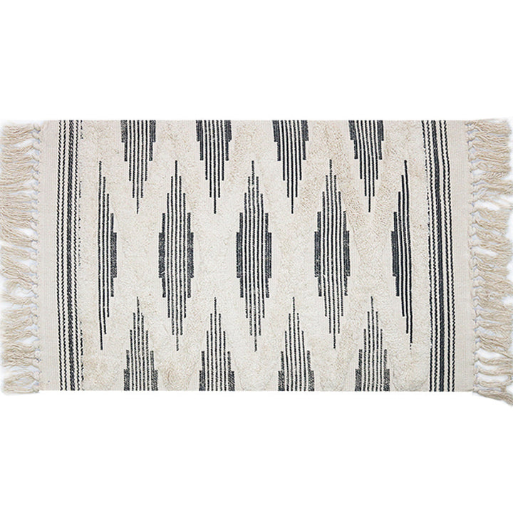 Lisslune | Yellow and gray bedroom carpet southwestern striped pattern carpet cotton non-slip backing washable area rug