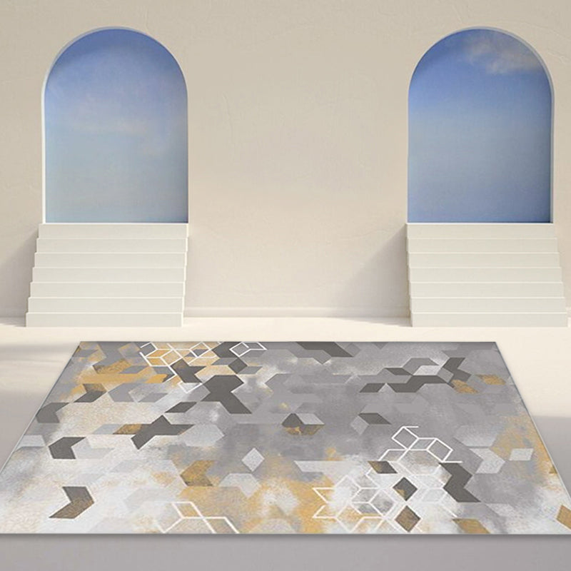 Lisslune | Multicolor Modern Carpet Polypropylene geometric pattern carpet pet-friendly washable non-slip area rug for the living room