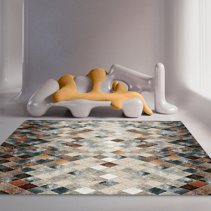 Lisslune | Multicolor Modern Carpet Polypropylene geometric pattern carpet pet-friendly washable non-slip area rug for the living room