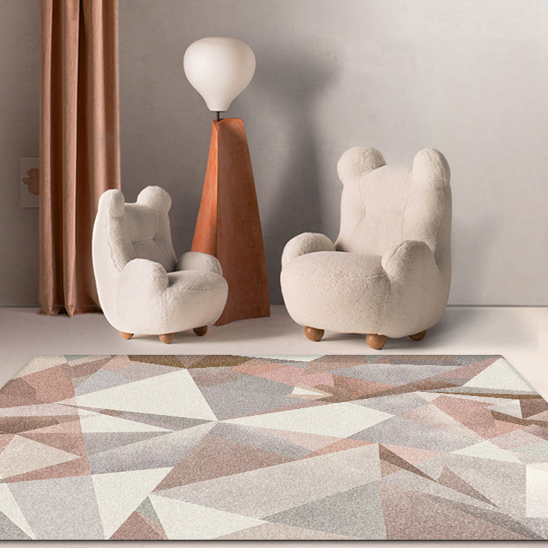 Lisslune | Multicolor Modern Carpet Polypropylene geometric pattern carpet pet-friendly washable non-slip area rug for the living room