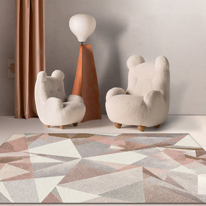 Lisslune | Multicolor Modern Carpet Polypropylene geometric pattern carpet pet-friendly washable non-slip area rug for the living room