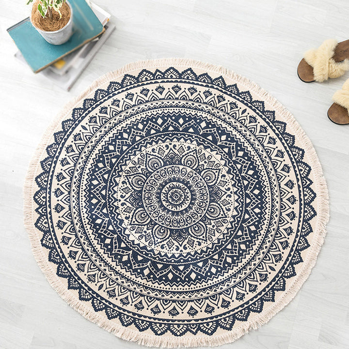 Lisslune | Moroccan tribal floral pattern rug multicolor cotton rug non-slip pet-friendly washable rug for bedroom