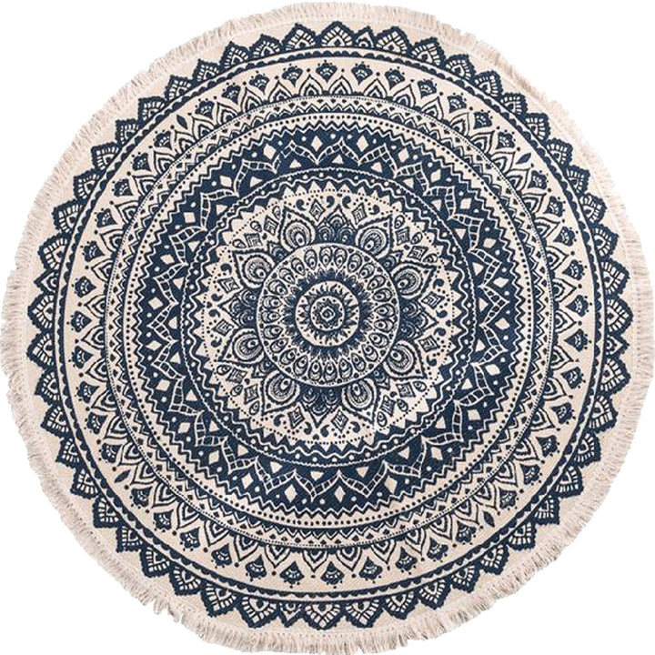 Lisslune | Moroccan tribal floral pattern rug multicolor cotton rug non-slip pet-friendly washable rug for bedroom