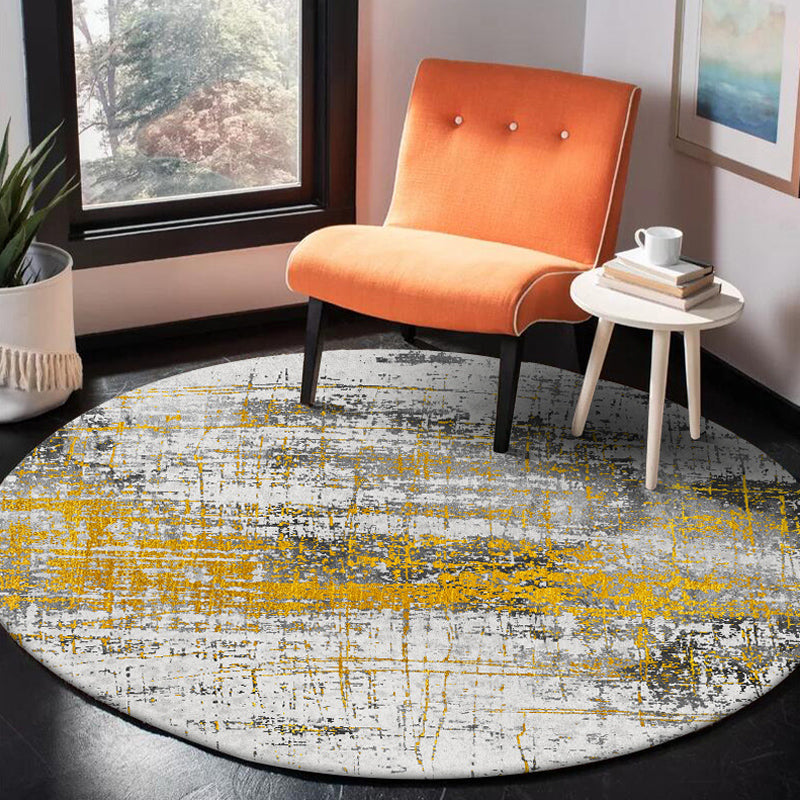 Lisslune | Yellow Industrial Carpet Polyester Abstract Carpet Pet Friendly Washable Non-slip Area Rug for Bedroom