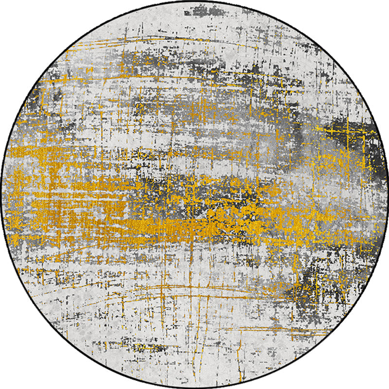 Lisslune | Yellow Industrial Carpet Polyester Abstract Carpet Pet Friendly Washable Non-slip Area Rug for Bedroom