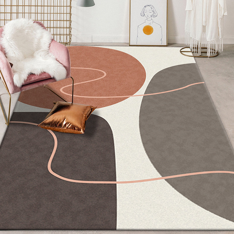 Lisslune | Multicolor Colorblock Rug Polyester Modernist Rug Washable Non-Slip Back Rug for Bedroom