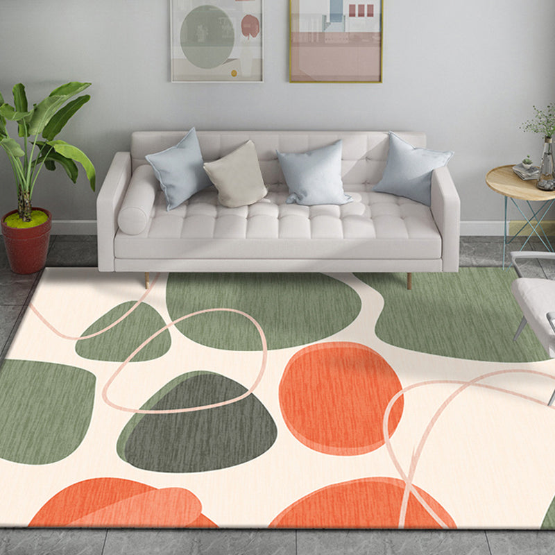 Lisslune | Multicolor Colorblock Rug Polyester Modernist Rug Washable Non-Slip Back Rug for Bedroom
