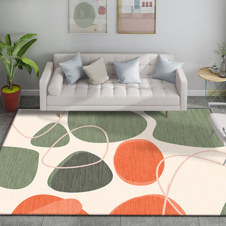 Lisslune | Multicolor Colorblock Rug Polyester Modernist Rug Washable Non-Slip Back Rug for Bedroom