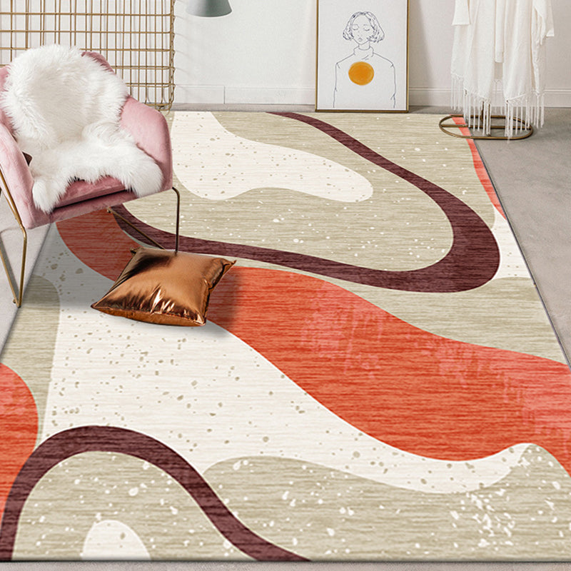 Lisslune | Multicolor Colorblock Rug Polyester Modernist Rug Washable Non-Slip Back Rug for Bedroom