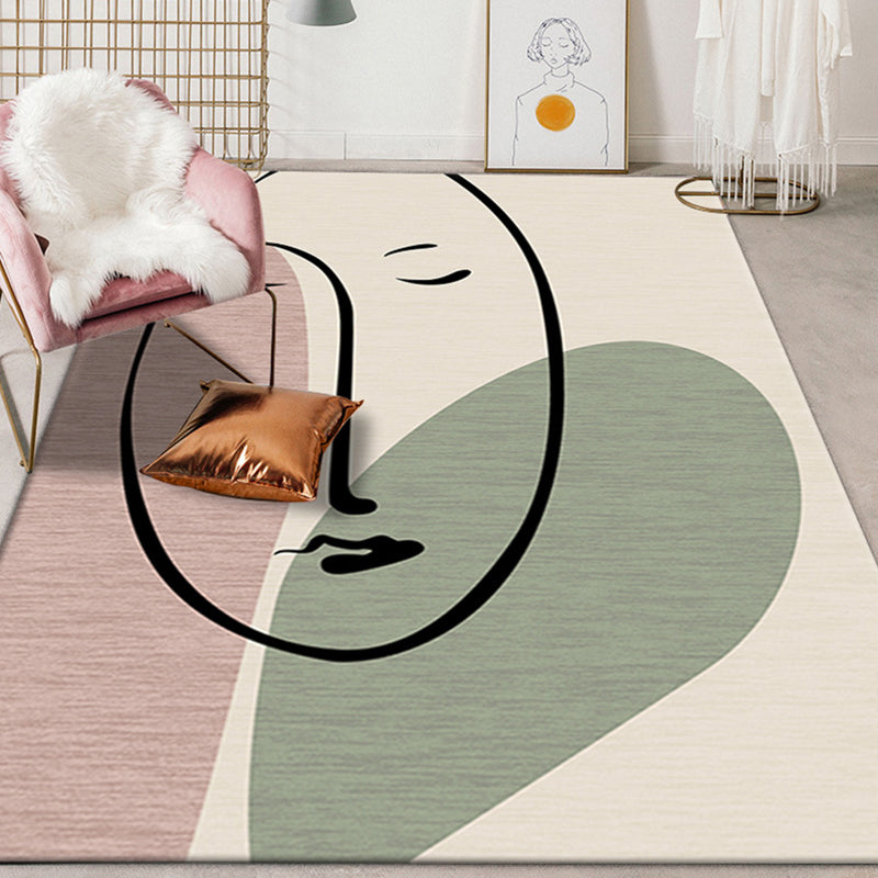 Lisslune | Multicolor Colorblock Rug Polyester Modernist Rug Washable Non-Slip Back Rug for Bedroom