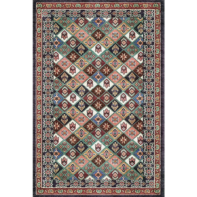 Lisslune | Moroccan Living Room Carpet Brown Tribal Geometric Pattern Carpet Polyester Washable Non-Slip Pet-Friendly Area Rug