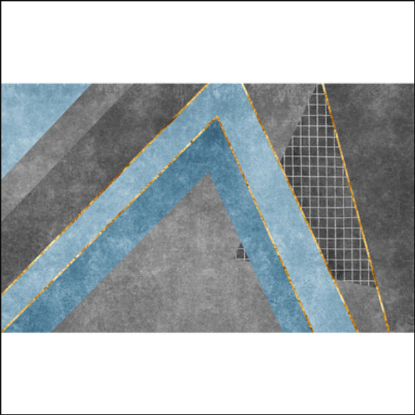 Lisslune | Gray geometric pattern rug with stripes Synthetic Modern rug Washable Non-slip back Rug for living room