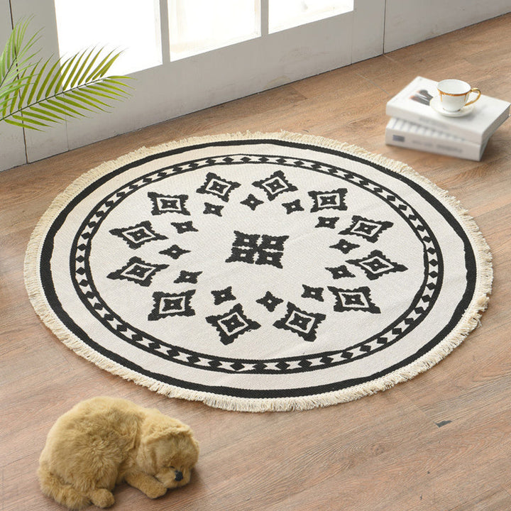 Lisslune | Floral Pattern Rug Jute Moroccan Rug Pet-Friendly Washable Non-Slip Rug for the Living Room