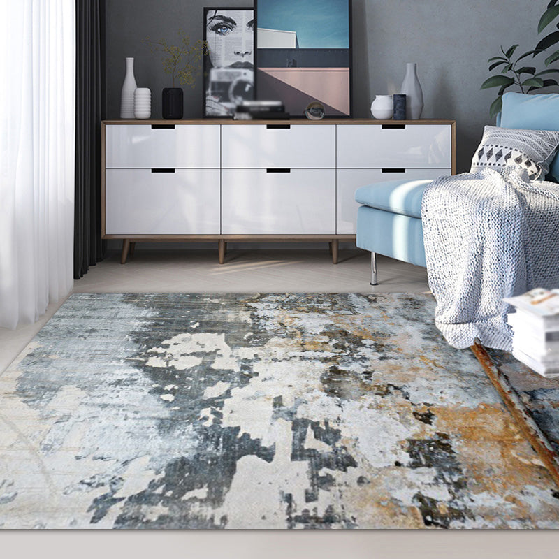 Lisslune | Dark Grey Industrial Carpet Polyester Abstract Pattern Carpet Pet Friendly Non-Slip Washable Rug for Living Room