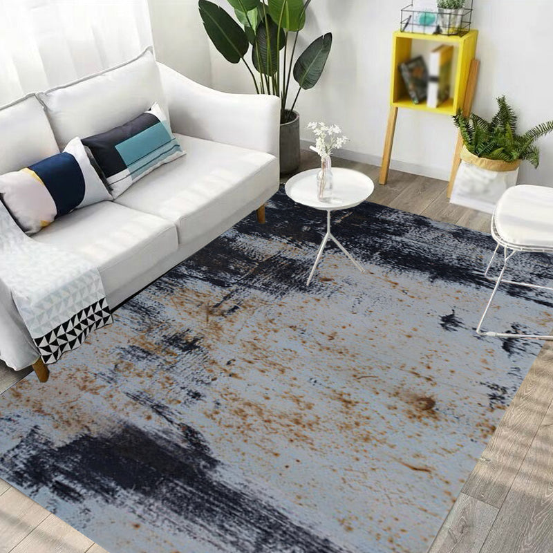 Lisslune | Dark Grey Industrial Carpet Polyester Abstract Pattern Carpet Pet Friendly Non-Slip Washable Rug for Living Room