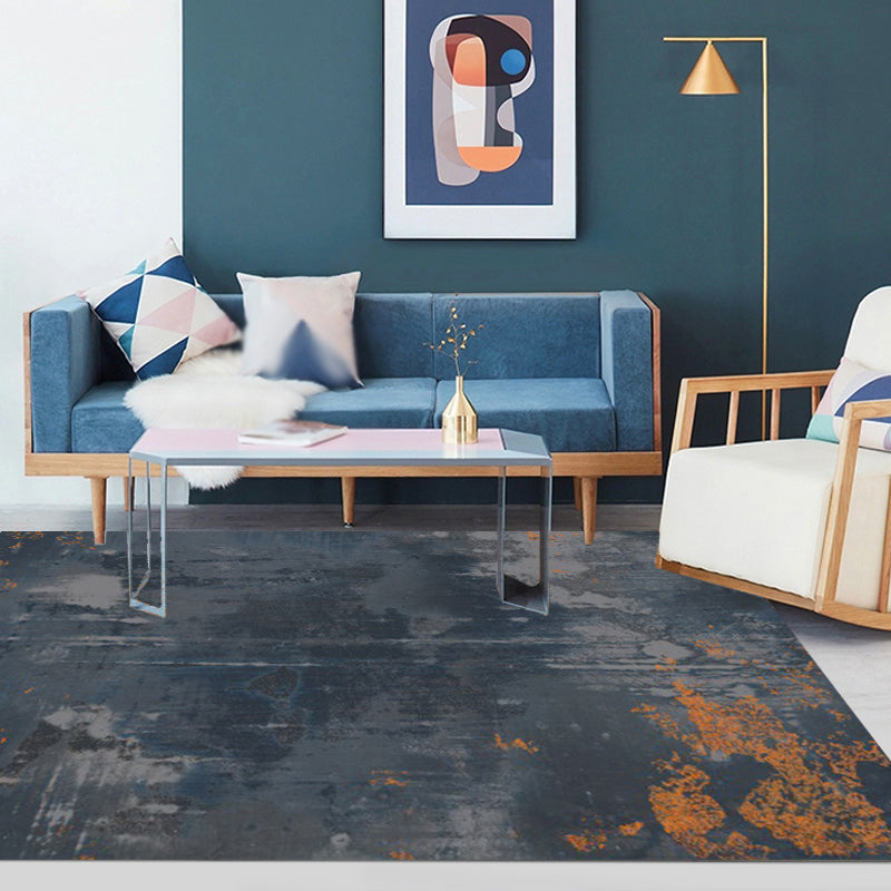 Lisslune | Dark Grey Industrial Carpet Polyester Abstract Pattern Carpet Pet Friendly Non-Slip Washable Rug for Living Room