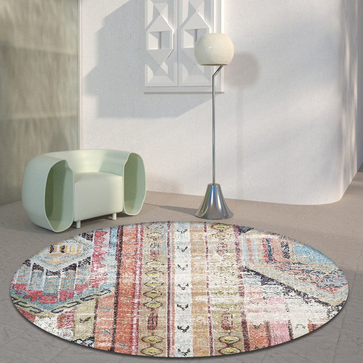 Lisslune | Colorful Living Room Carpet Southwestern Tribal Diamond Pattern Carpet Synthetic Machine Washable Non-Slip Back Carpet