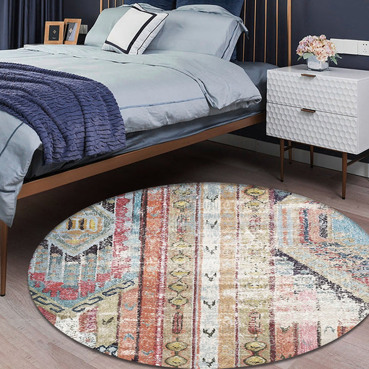 Lisslune | Colorful Living Room Carpet Southwestern Tribal Diamond Pattern Carpet Synthetic Machine Washable Non-Slip Back Carpet