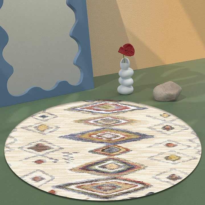 Lisslune | Colorful Living Room Carpet Southwestern Tribal Diamond Pattern Carpet Synthetic Machine Washable Non-Slip Back Carpet