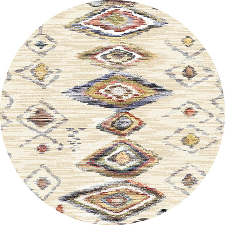 Lisslune | Colorful Living Room Carpet Southwestern Tribal Diamond Pattern Carpet Synthetic Machine Washable Non-Slip Back Carpet